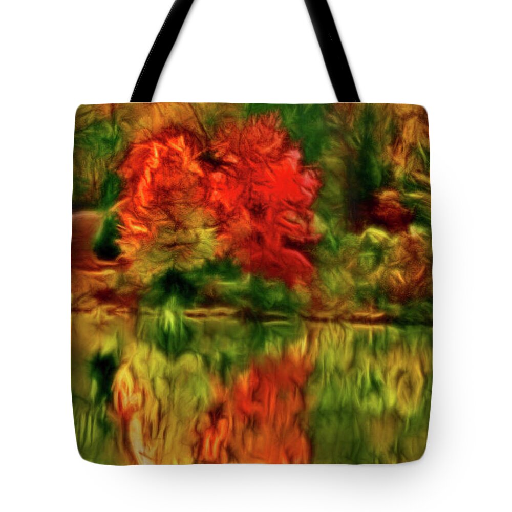Artistic Tote Bag featuring the photograph Autumn at the Lake-Artistic by Don Johnson