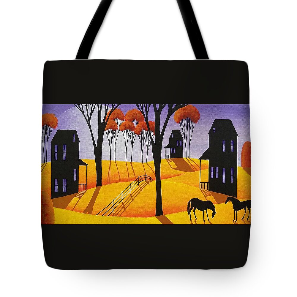 Folk Art Tote Bag featuring the painting Autumn Beauty by Debbie Criswell