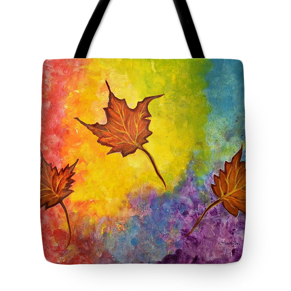 Abstract Tote Bag featuring the painting Autumn Bliss Colorful abstract painting by Manjiri Kanvinde