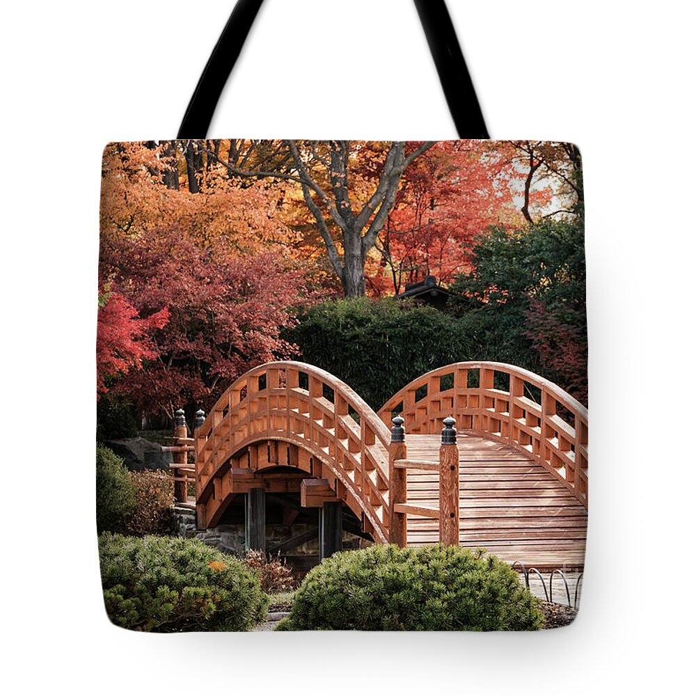 Bridge Tote Bag featuring the photograph Autumn Bridge by Andrea Silies