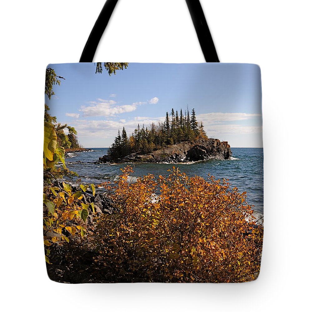 Lake Superior Tote Bag featuring the photograph Autumn Gold by Sandra Updyke