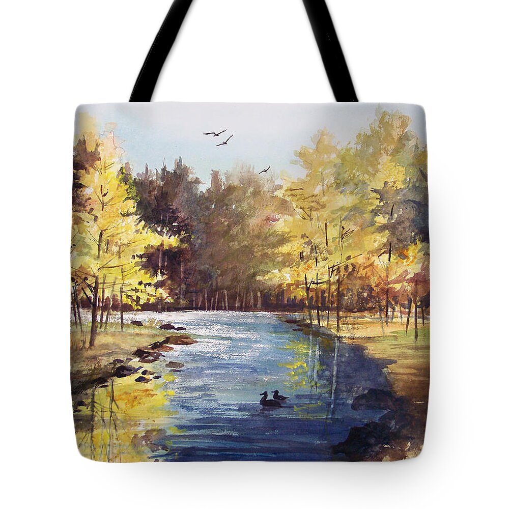 Watercolor Tote Bag featuring the painting Autumn Impressions by Ryan Radke