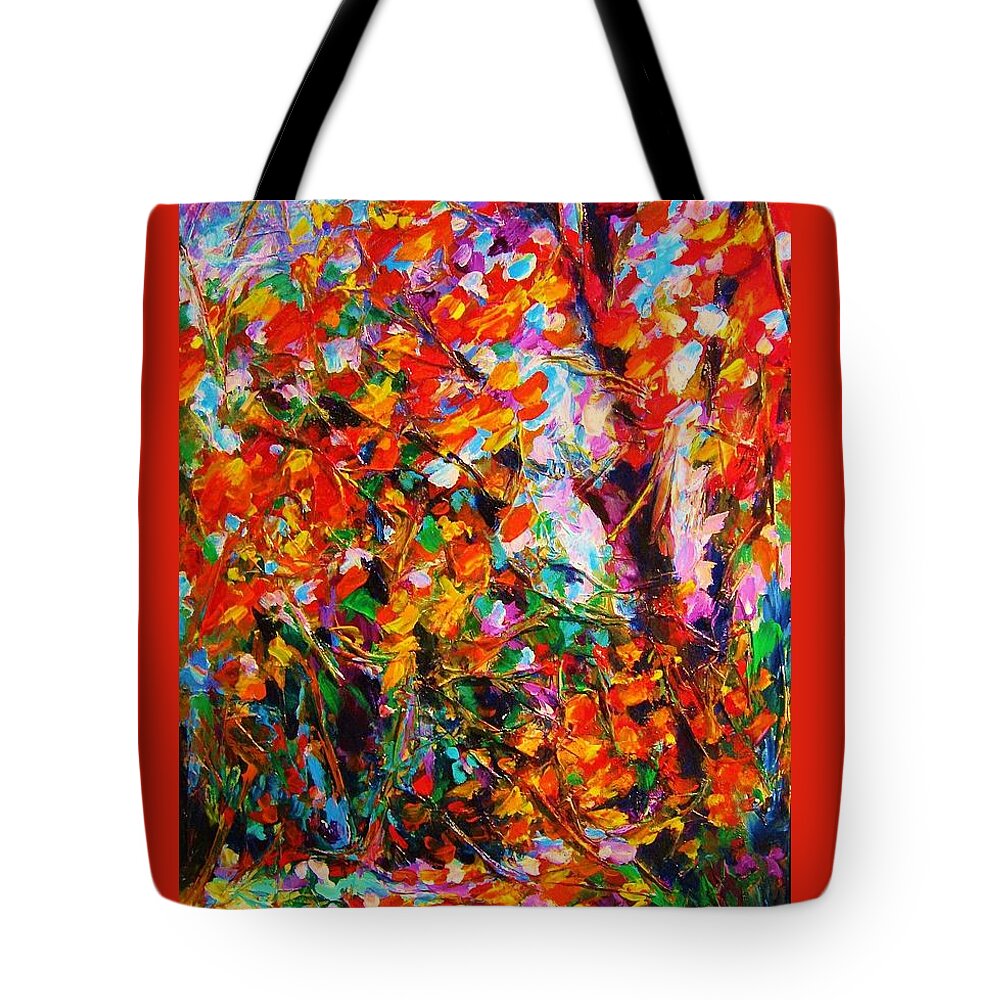 Energy Spiritual Art Tote Bag featuring the painting Autumn Leaves by Helen Kagan