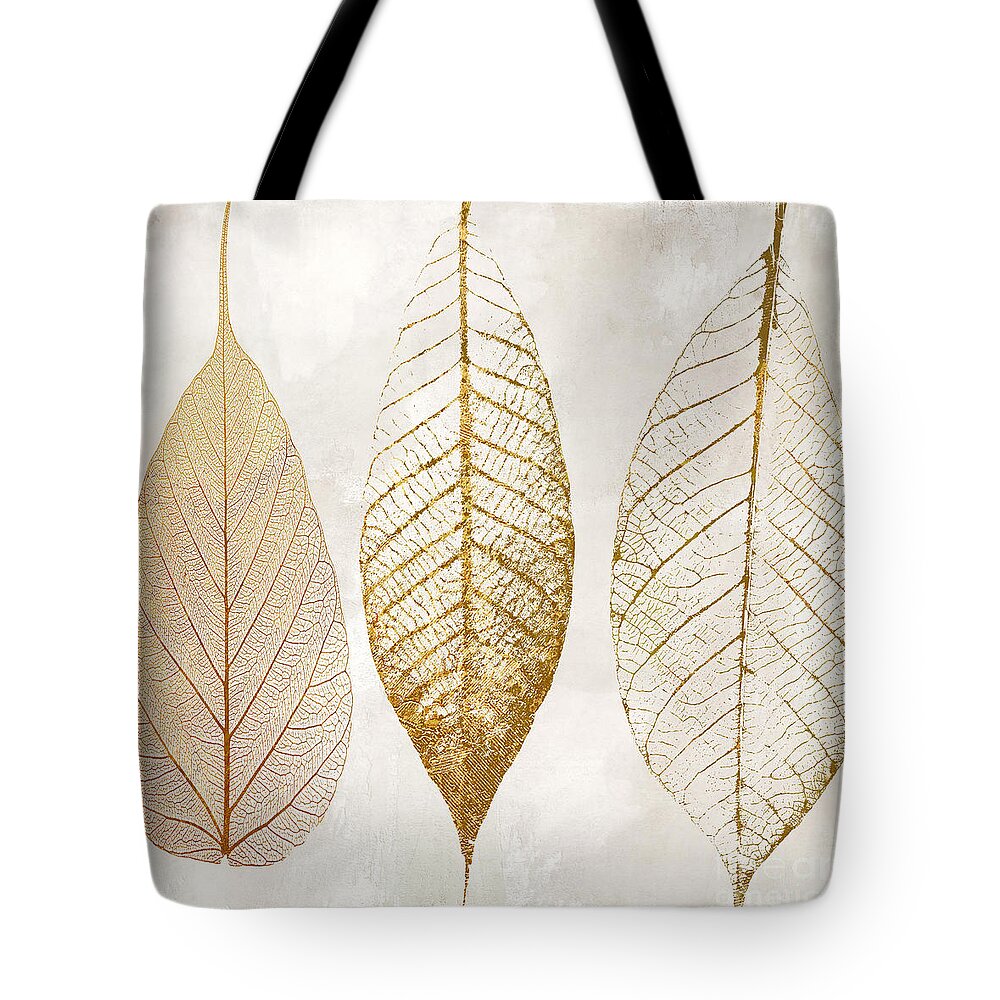 Leaf Tote Bag featuring the painting Autumn Leaves III Fallen Gold by Mindy Sommers