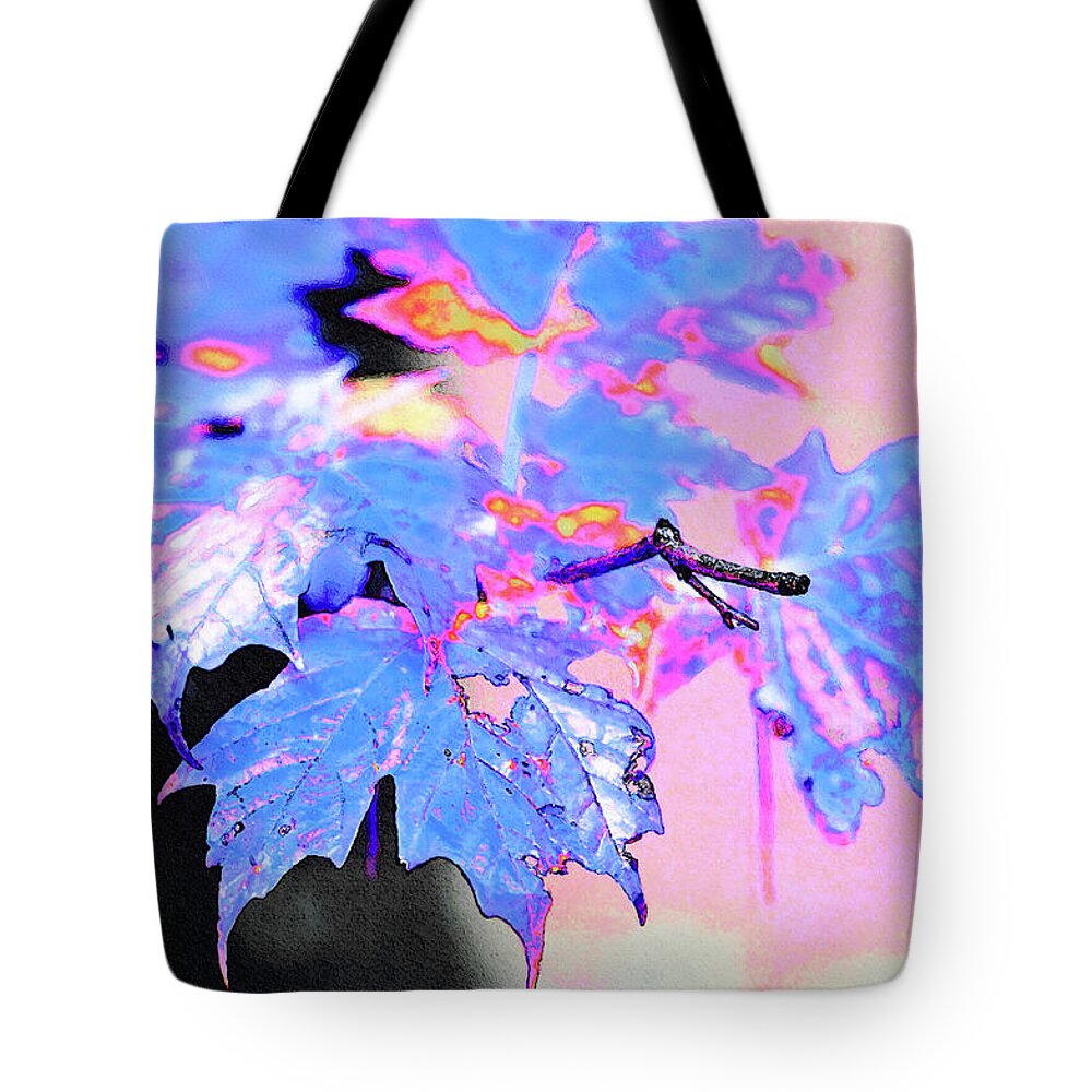 New England Tote Bag featuring the photograph Autumn Leaves in Blue by Betty LaRue