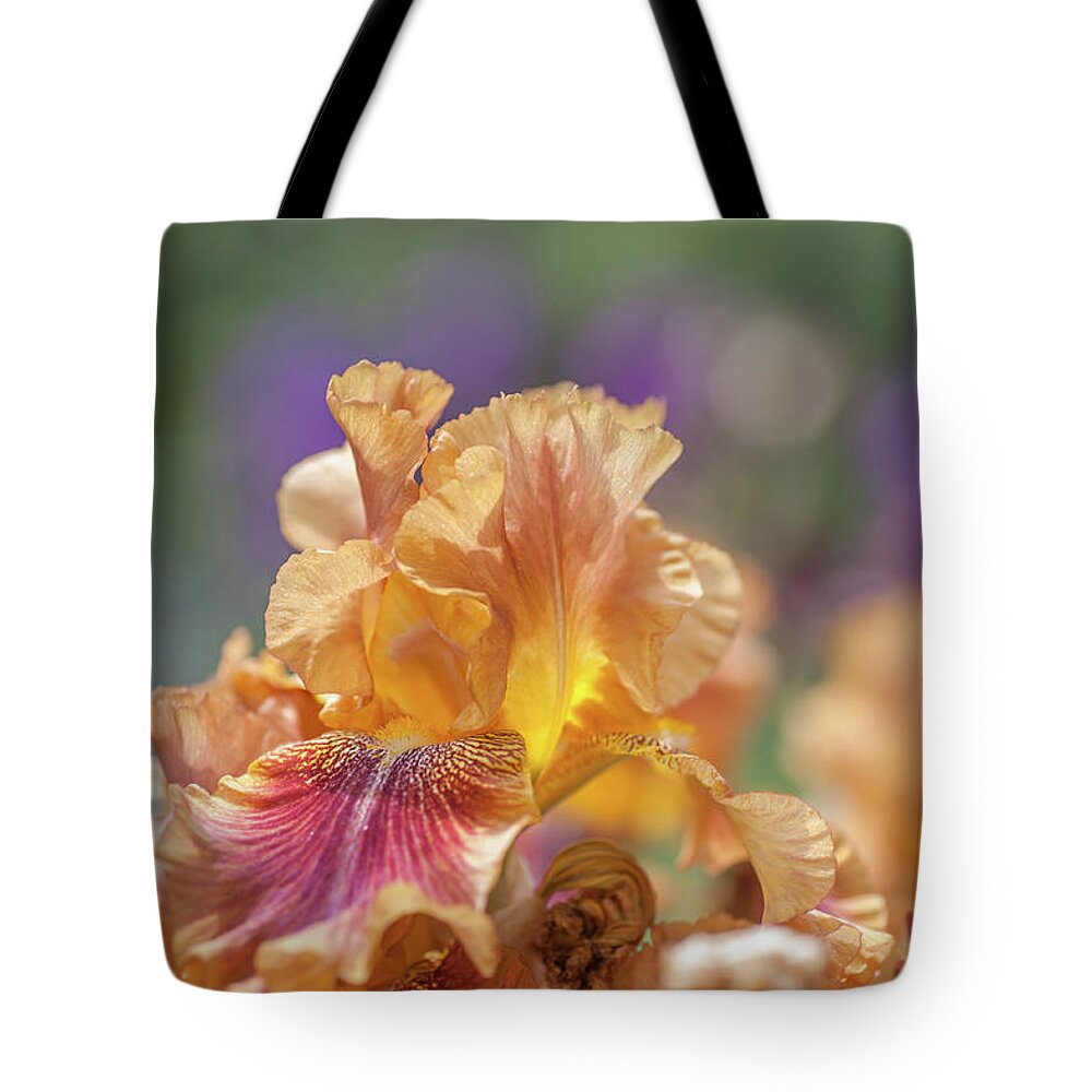 Jenny Rainbow Fine Art Photography Tote Bag featuring the photograph Autumn Leaves Iris Flower. The Beauty of Irises by Jenny Rainbow