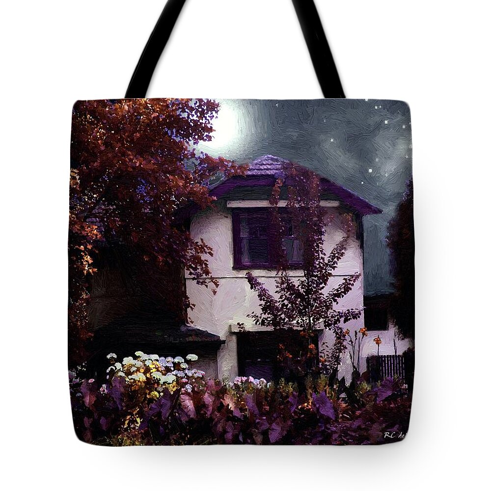 Landscape Tote Bag featuring the painting Autumn Night in the Country by RC DeWinter