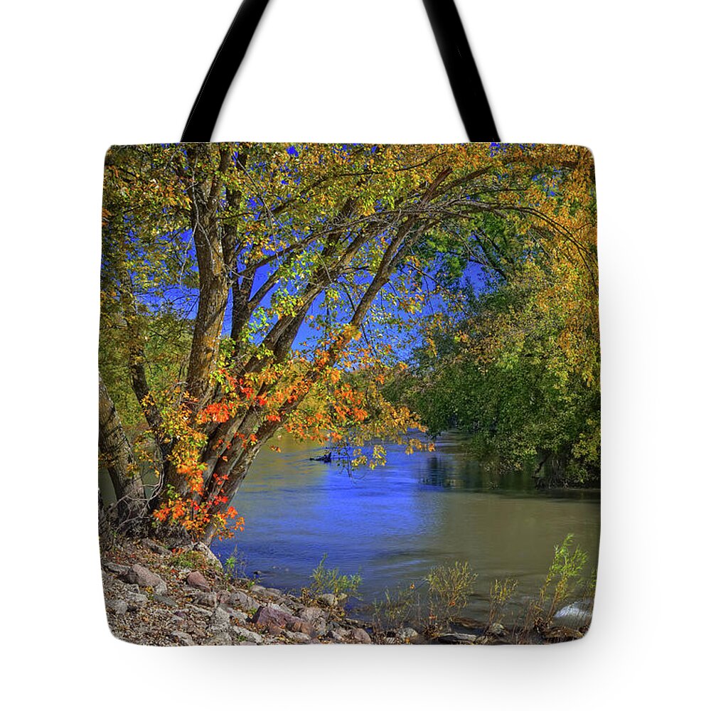 Landscapes Tote Bag featuring the photograph Autumn on the North Raccoon by Bruce Morrison