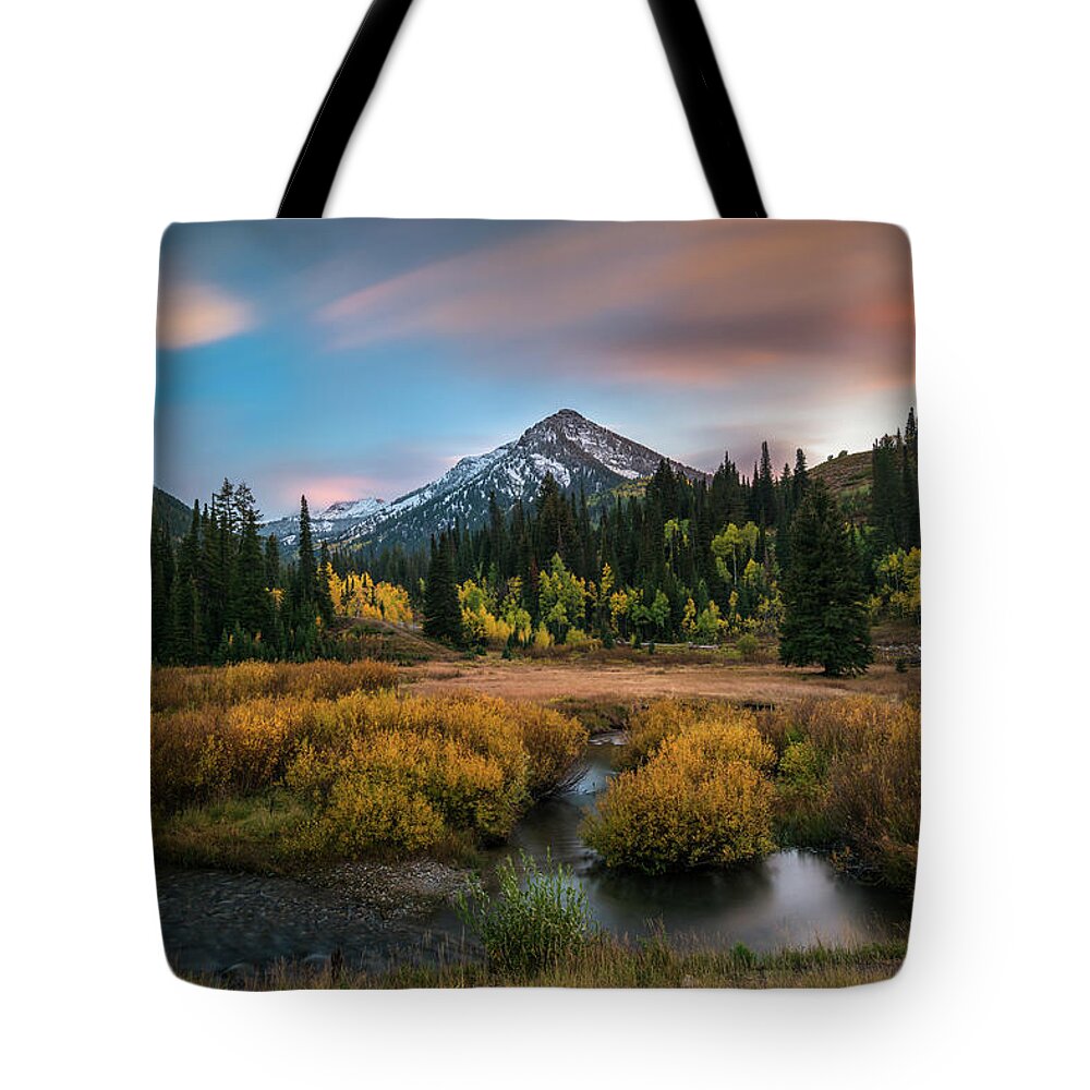 Utah Tote Bag featuring the photograph Autumn Sunset in Big Cottonwood Canyon by James Udall