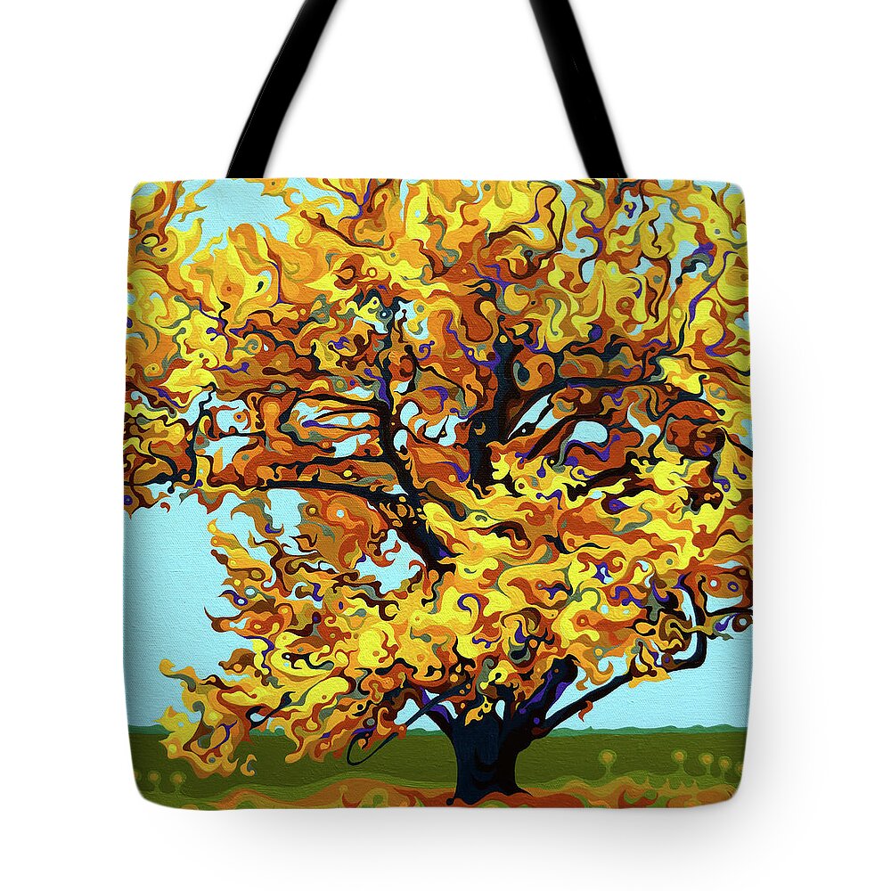 Autumn Tote Bag featuring the painting Autumnal Yellow Treet by Amy Ferrari