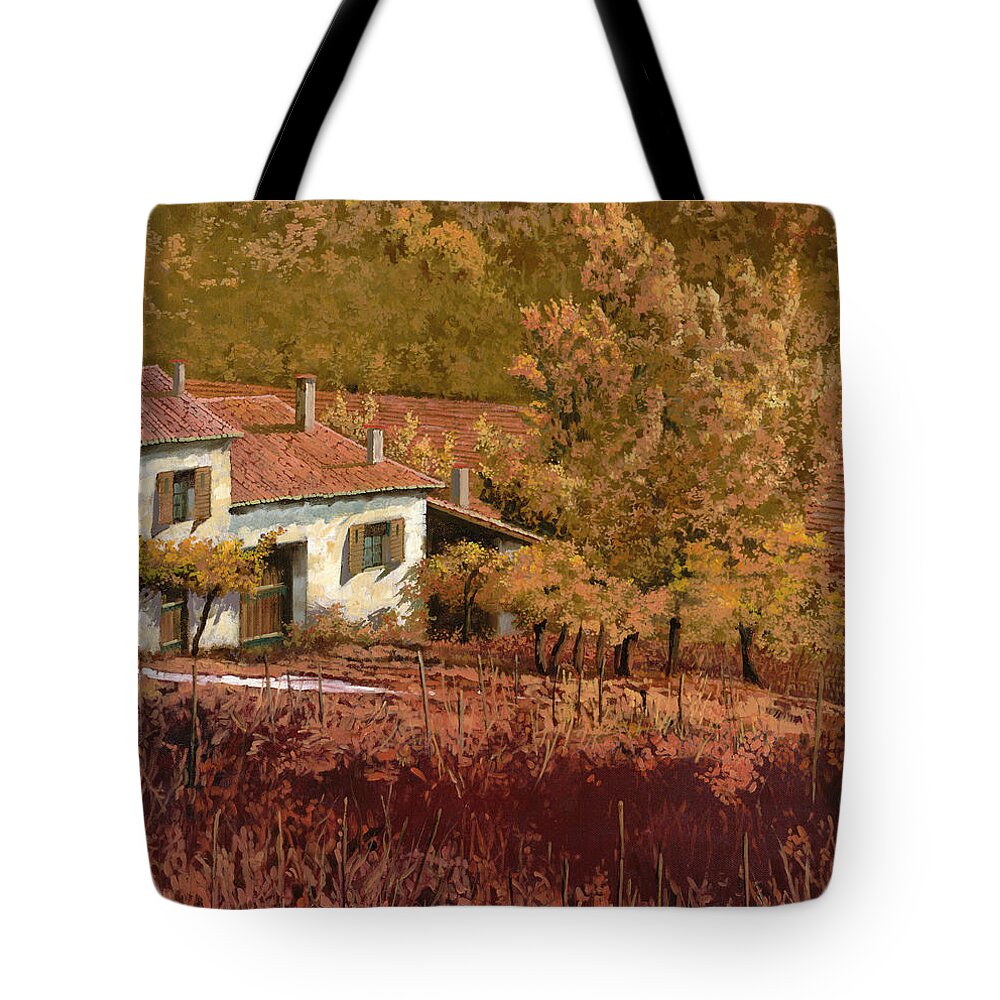 Autumn Tote Bag featuring the painting Autunno Rosso by Guido Borelli