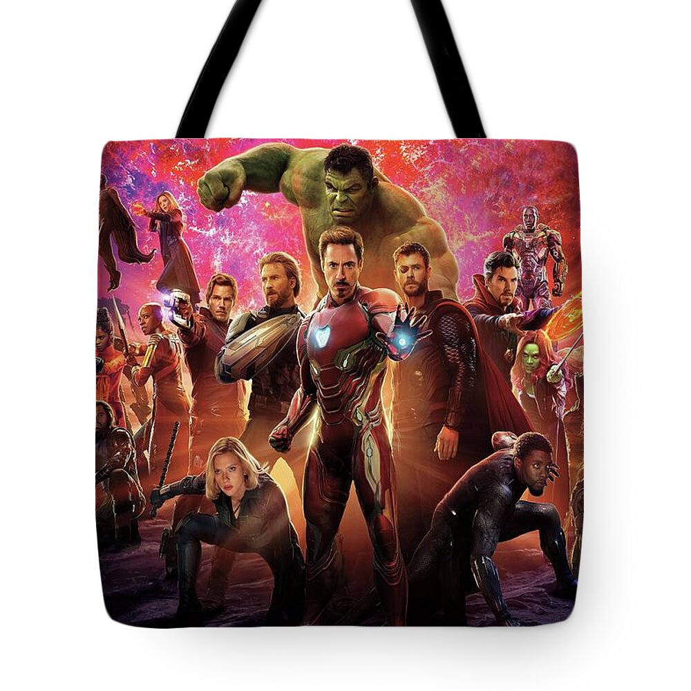 Avengers Tote Bag featuring the mixed media Avengers Infinity War by Movie Poster Prints