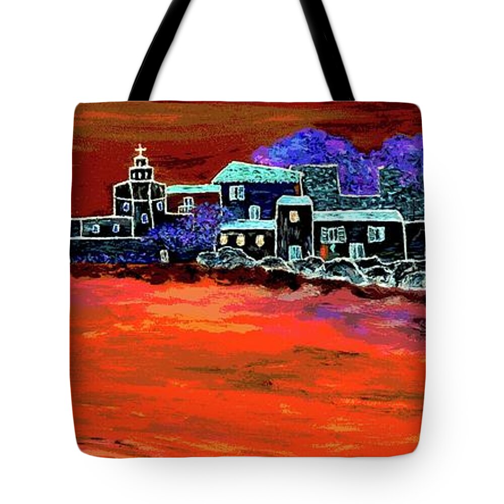 Mixed Media Tote Bag featuring the painting Away from home by Loredana Messina