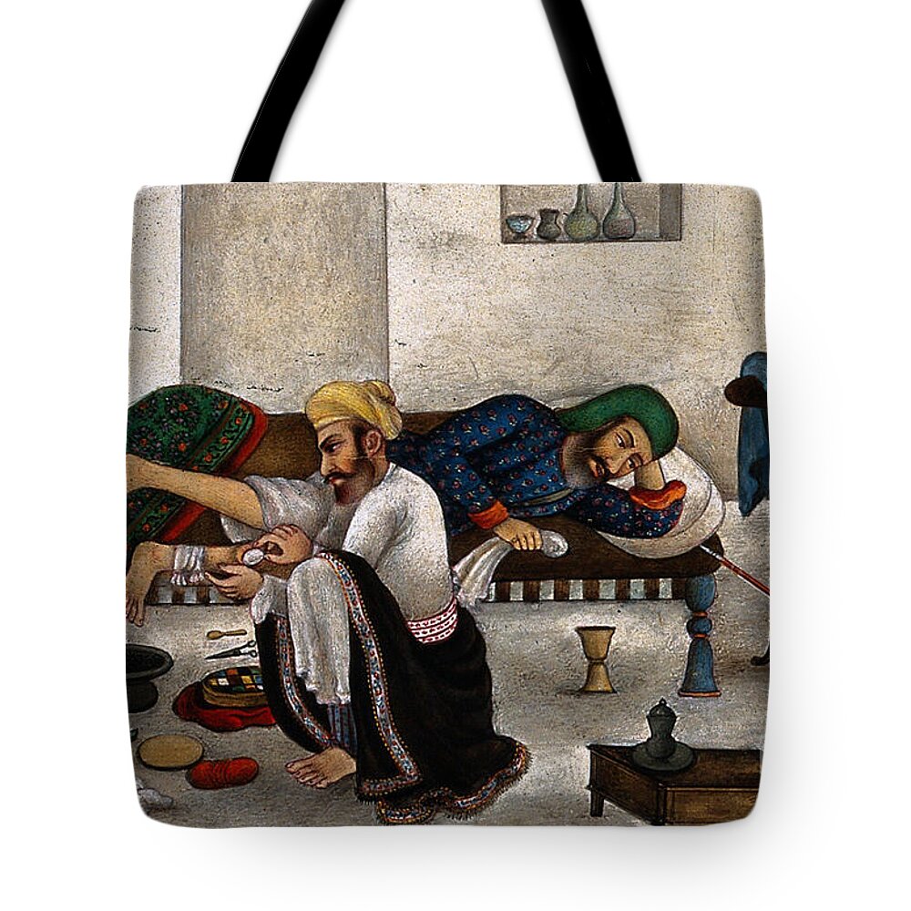 Historic Tote Bag featuring the photograph Ayurvedic Medicine, India, 1825 by Wellcome Images