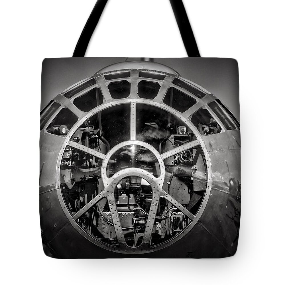 Black And White Tote Bag featuring the photograph B-29 by Richard Gehlbach
