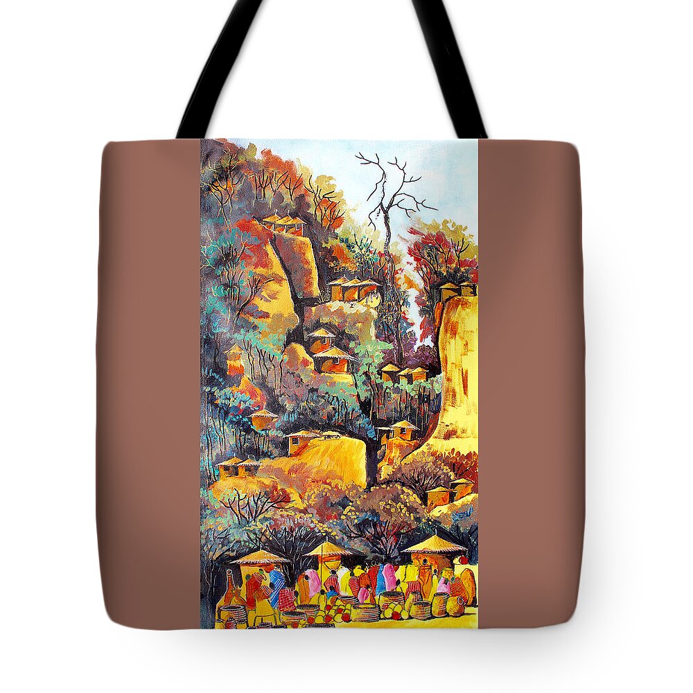 True African Art Tote Bag featuring the painting B 364 by Martin Bulinya