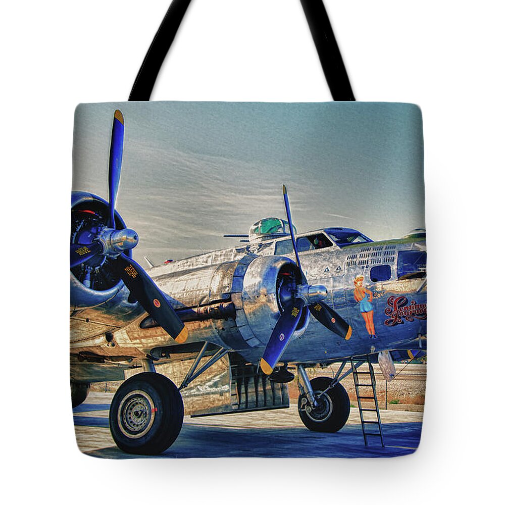 Aircraft Tote Bag featuring the photograph B17 Flying Fortress Sentimental Journey by Sandra Selle Rodriguez