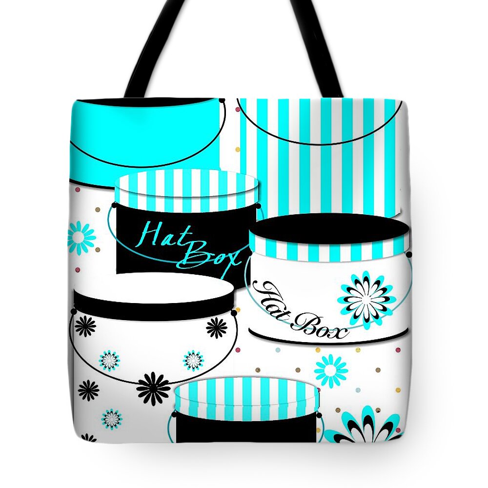 Blue Tote Bag featuring the digital art Baby Blue Hatboxes by Yolanda Holmon