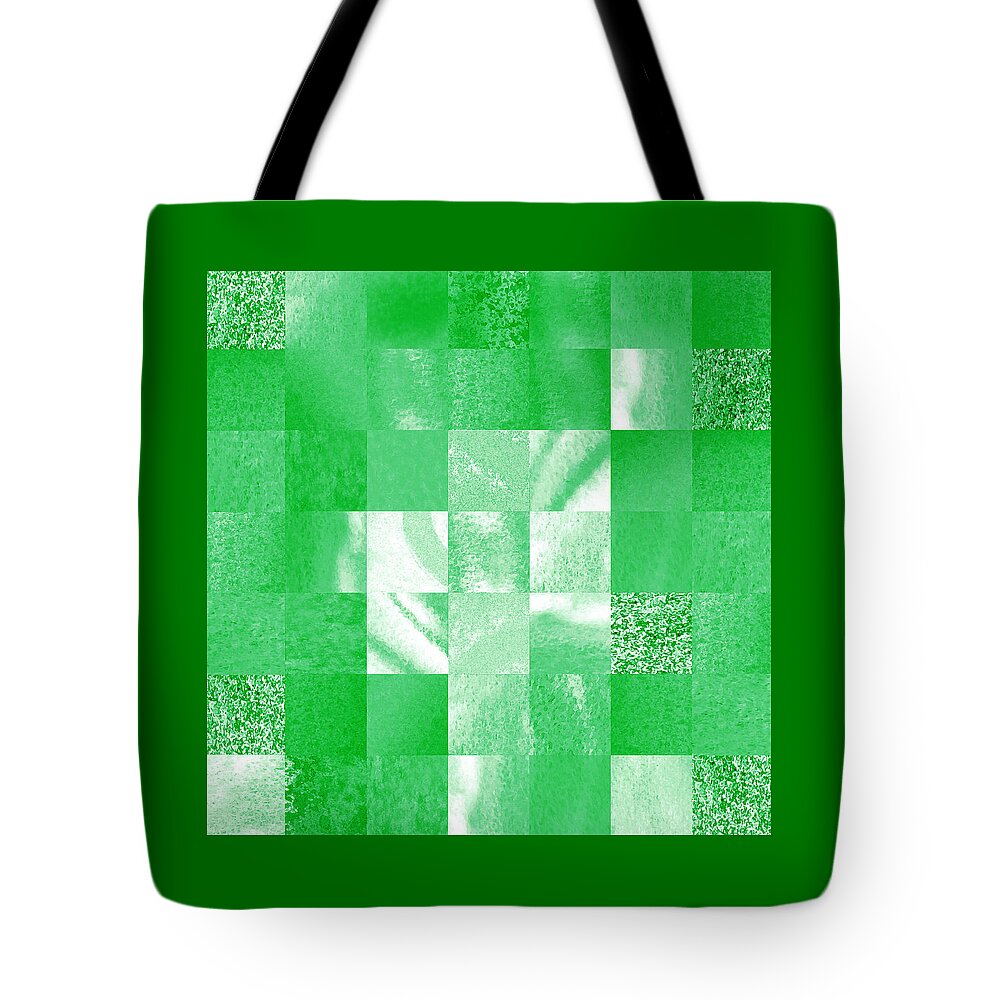 Green Tote Bag featuring the painting Baby Green Marble Quilt II by Irina Sztukowski