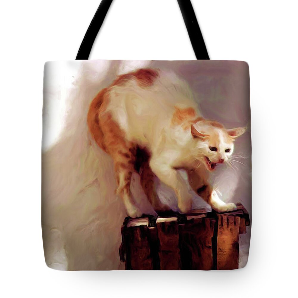 Portrait Tote Bag featuring the painting Back Off - RDW250807 by Dean Wittle