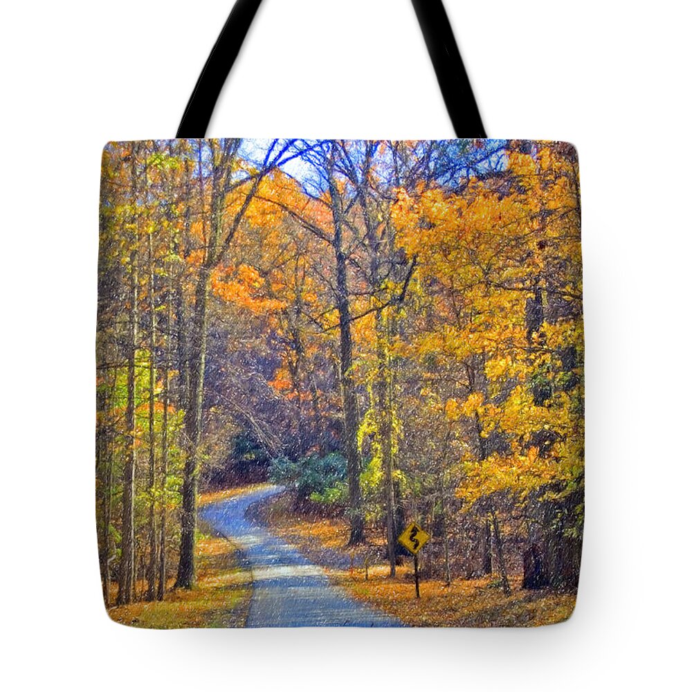 Back Road Fall Colors Foliage Revolutionary Civil War Road Valley Forge Pa Tote Bag featuring the photograph Back Road Fall Foliage by David Zanzinger