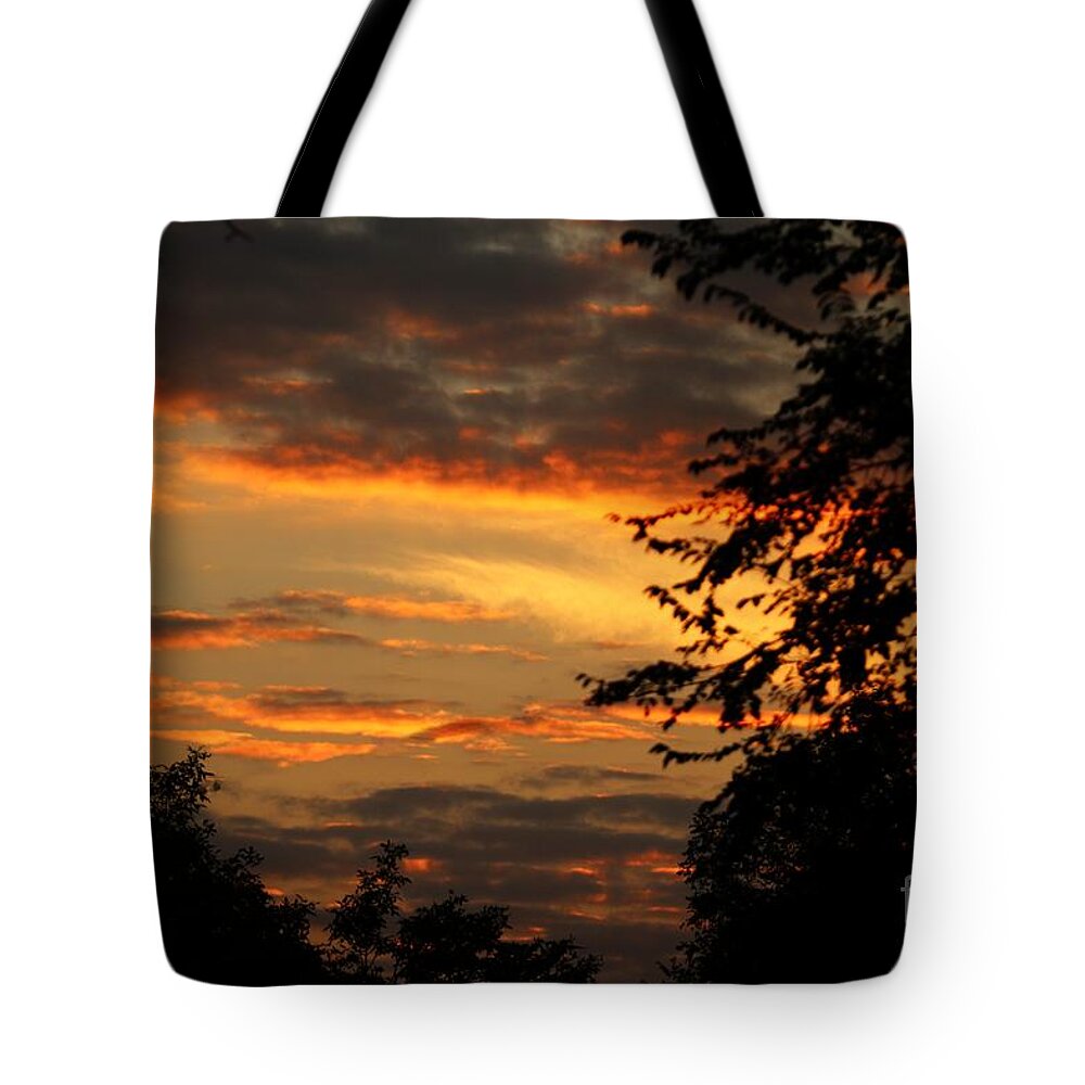 Sunset Tote Bag featuring the photograph Backyard Sunset by Yumi Johnson