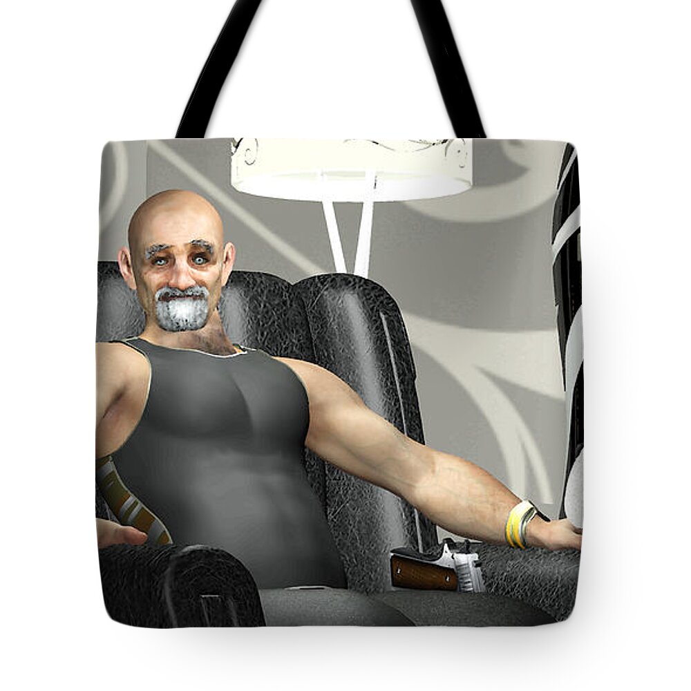Man Tote Bag featuring the digital art Bad Dog by Peter J Sucy