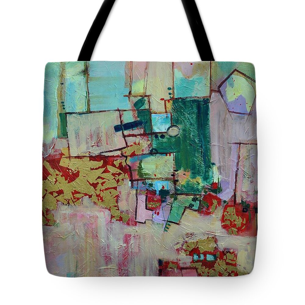 Geometric Abstract Tote Bag featuring the painting BadaBing by Ginger Concepcion