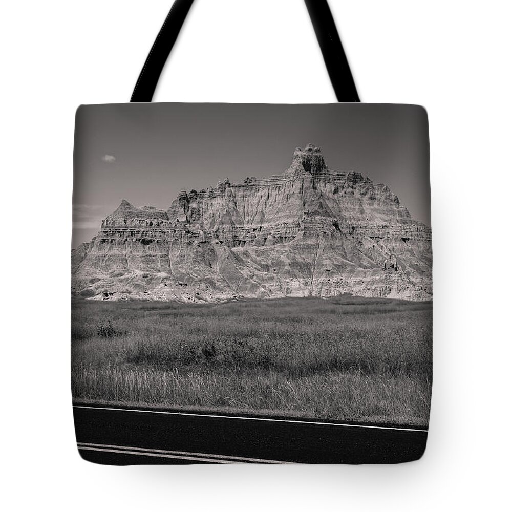 Badlands Tote Bag featuring the photograph Badlands Sepia by Hermes Fine Art