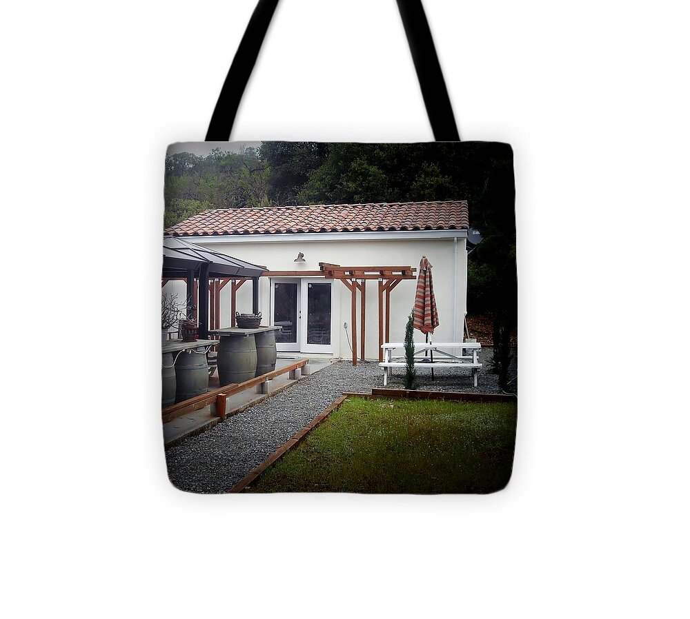 Courtyard Walls Spanish Contemporary Style Tote Bag featuring the photograph Bagatela Estate by Andrew Drozdowicz
