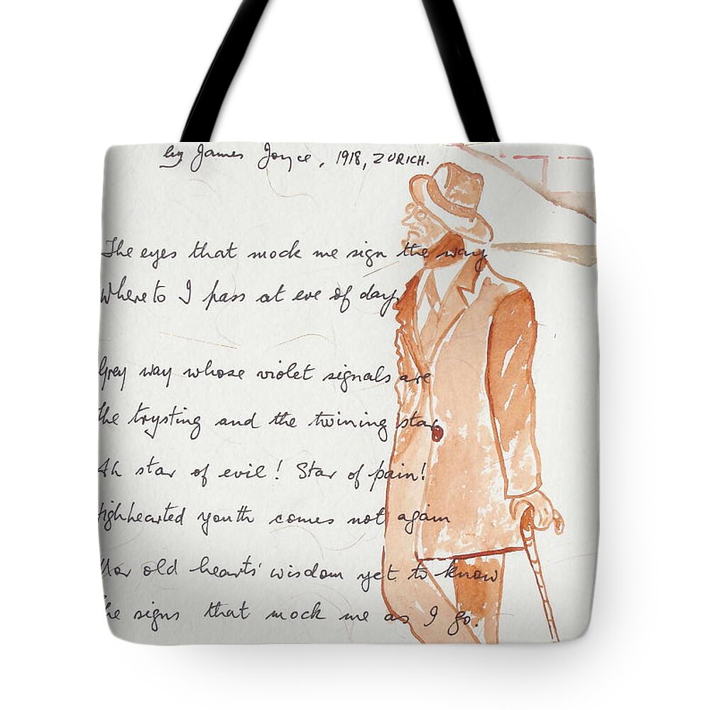 Poem Tote Bag featuring the painting Bahnhofstrasse by Roger Cummiskey