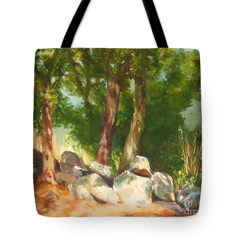 Landscape Tote Bag featuring the painting Baking in the Sun by Claire Gagnon