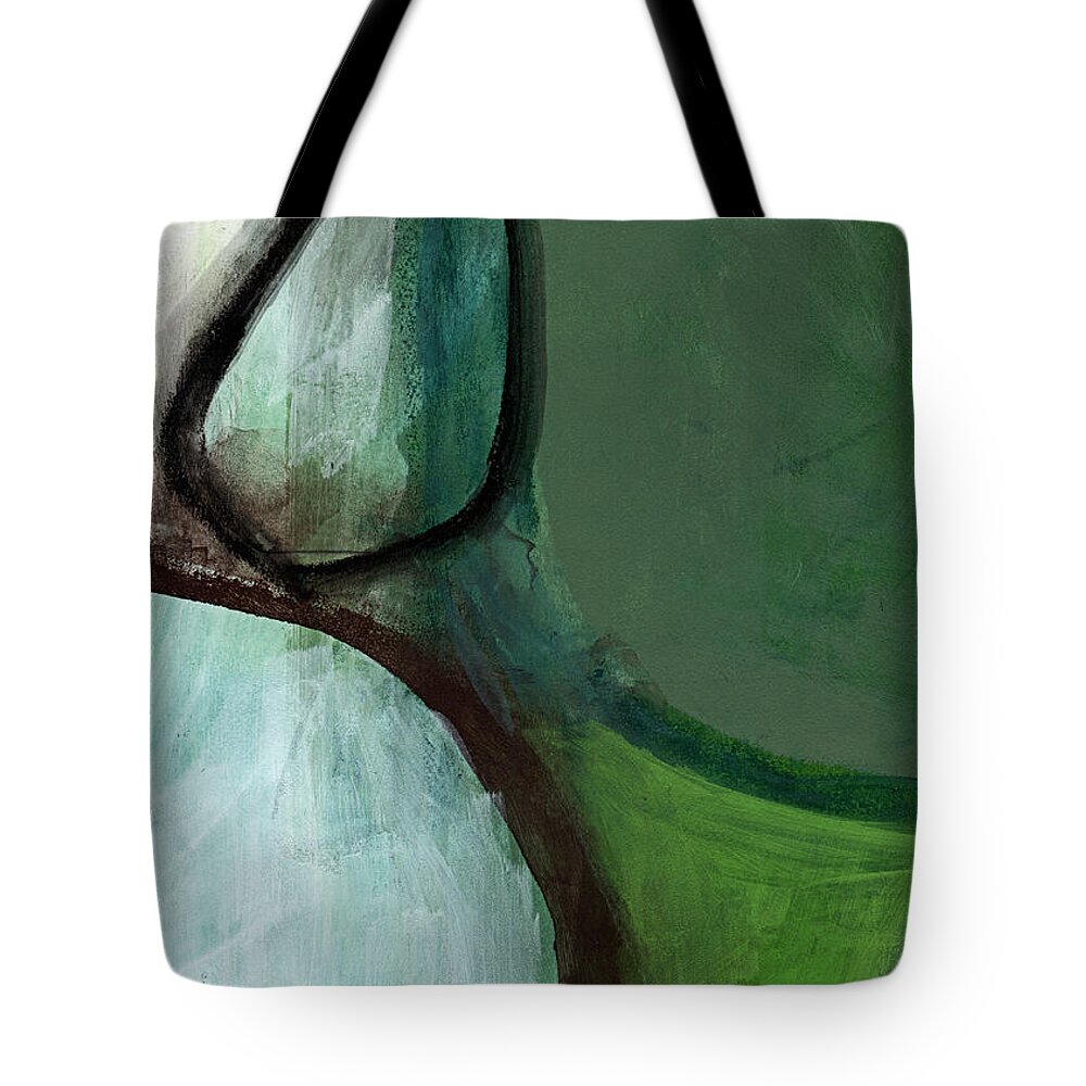 Abstract Tote Bag featuring the painting Balancing Stones by Linda Woods