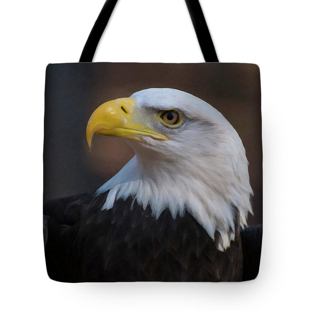 Digital Oil Painting Tote Bag featuring the digital art Bald Eagle Painting by Flees Photos