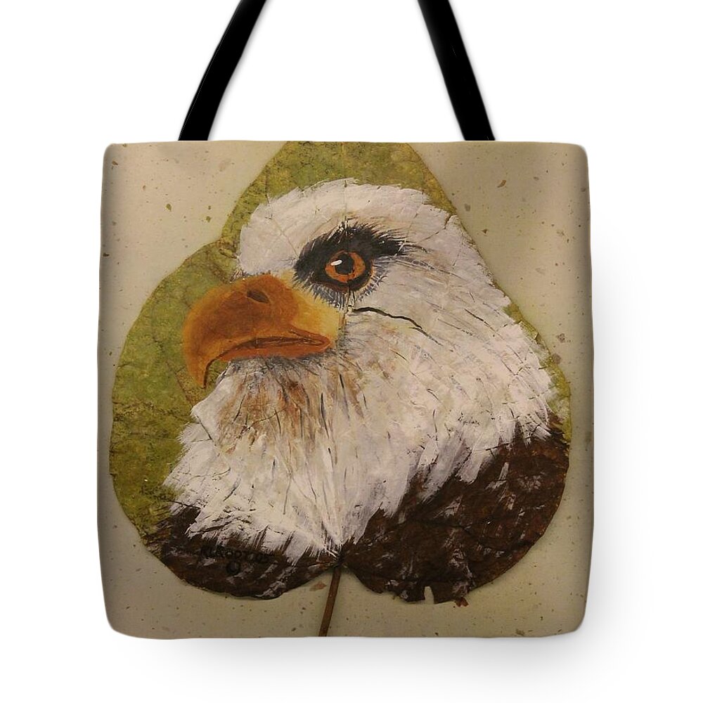 Bird Tote Bag featuring the painting Bald Eagle side veiw by Ralph Root