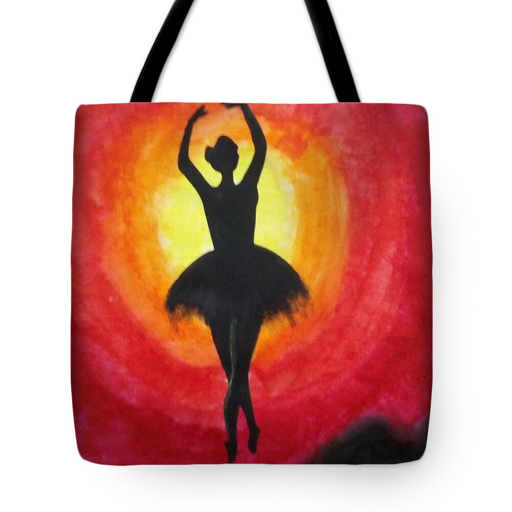 Ballerina Tote Bag featuring the painting Ballerina by Diksha Suri