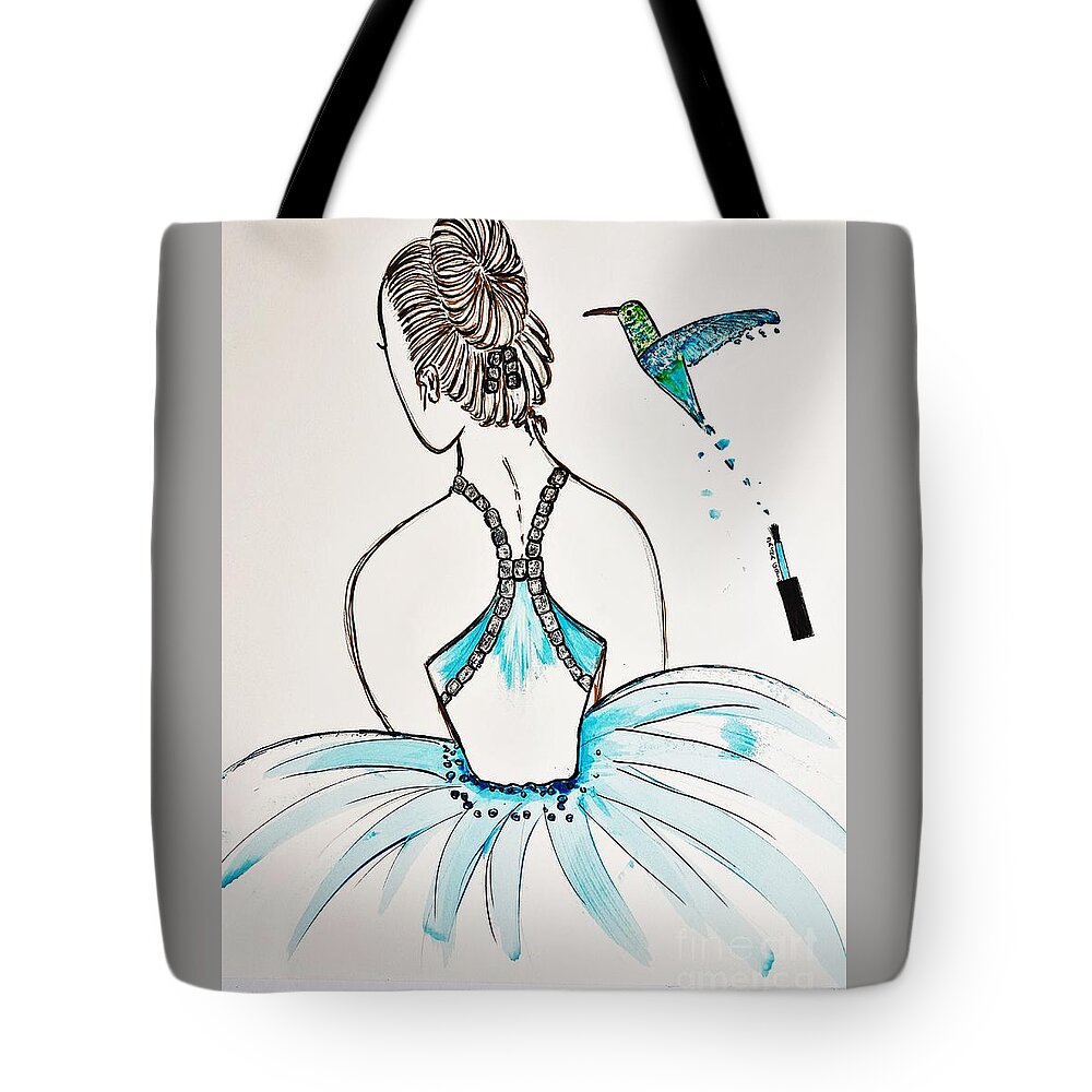 Ballerina Tote Bag featuring the painting Ballerina Hummingbird Love by Jasna Gopic