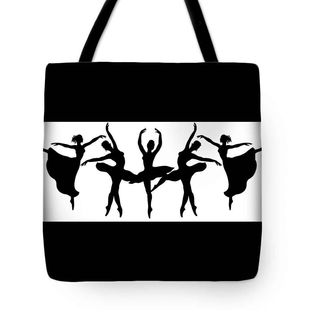 Ballerinas Tote Bag featuring the painting Ballerinas Dancing Silhouettes by Irina Sztukowski