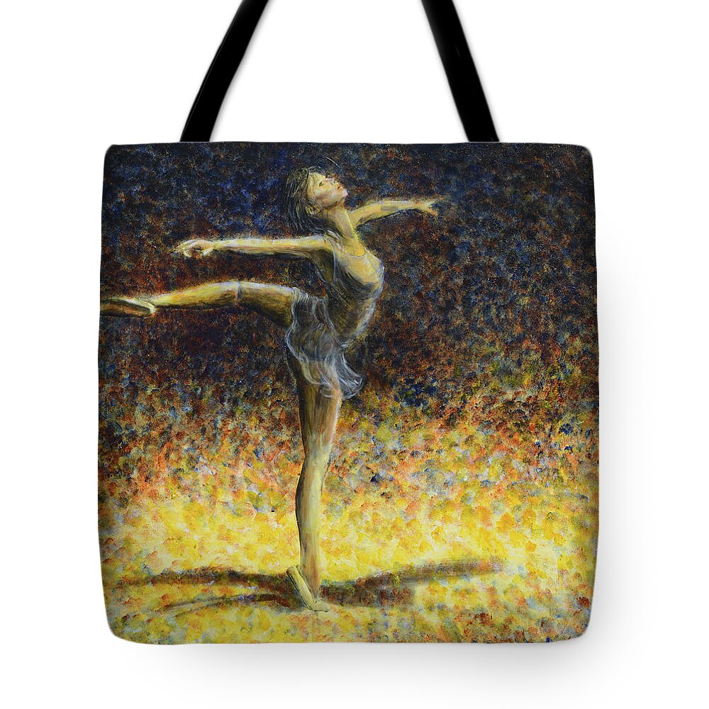 Woman Tote Bag featuring the painting Ballet by Nik Helbig