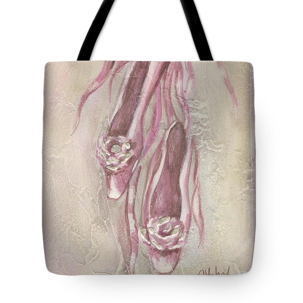 Ballet Tote Bag featuring the painting Ballet Shoes Painting by Chris Hobel