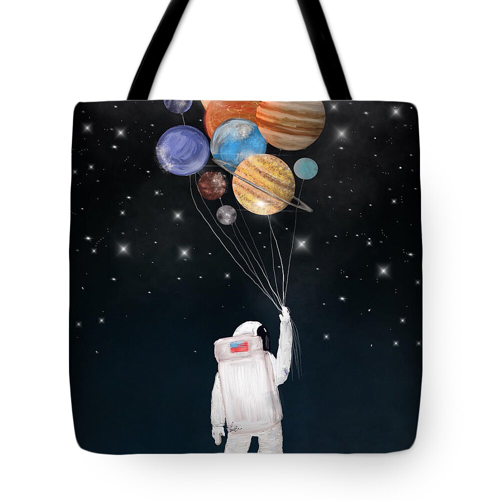 Space Tote Bag featuring the painting Balloon Universe by Bri Buckley