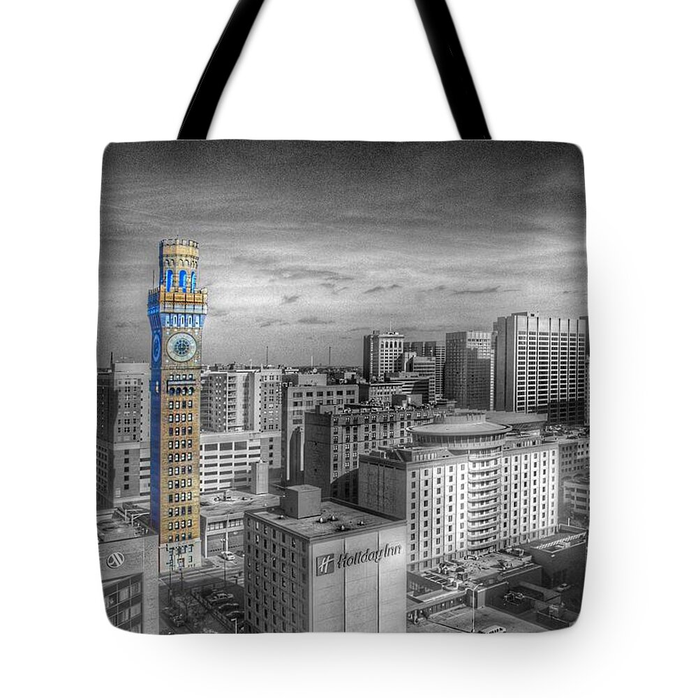 Baltimore Landscape Tote Bag featuring the photograph Baltimore Landscape - Bromo Seltzer Arts Tower by Marianna Mills