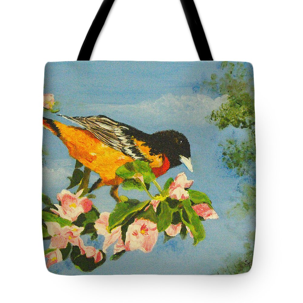 Nature Tote Bag featuring the painting Baltimore Oriole by Susan Bruner