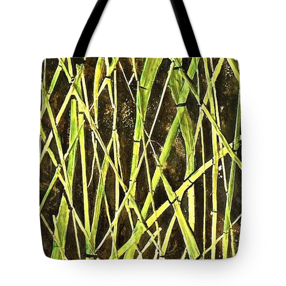 Bambo Garden Tote Bag featuring the painting Bambo Garden by Shabnam Nassir