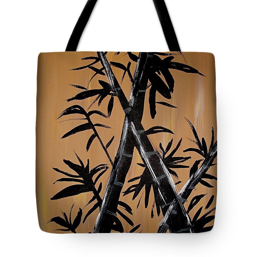 Bamboo Tote Bag featuring the painting Bamboo Brocade by Jilian Cramb - AMothersFineArt