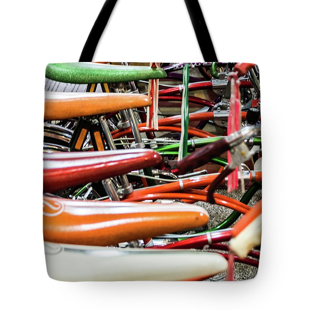 Bicycle Heaven Tote Bag featuring the photograph Banana Bikes by Stewart Helberg