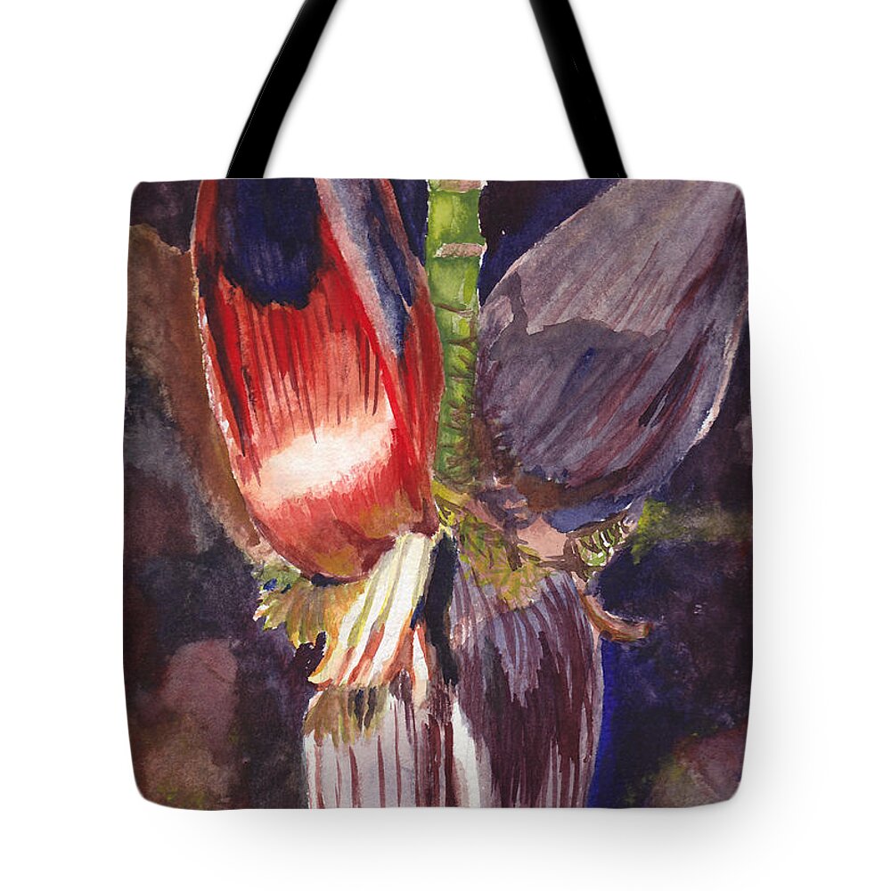 Banana Flower Tote Bag featuring the painting Banana Bloom by Matthew Doronila