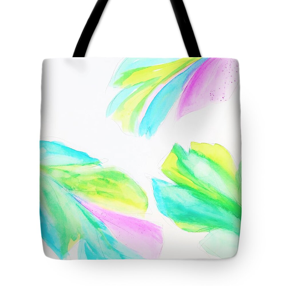 Banana Leaf Tote Bag featuring the painting Banana Leaf - Neon by Marianna Mills