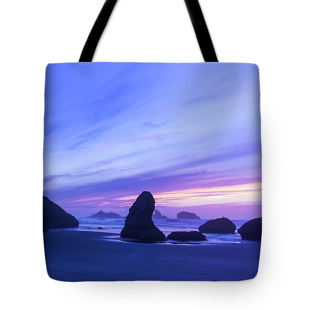 Nature Tote Bag featuring the photograph Bandon Blue Hour by Steven Clark