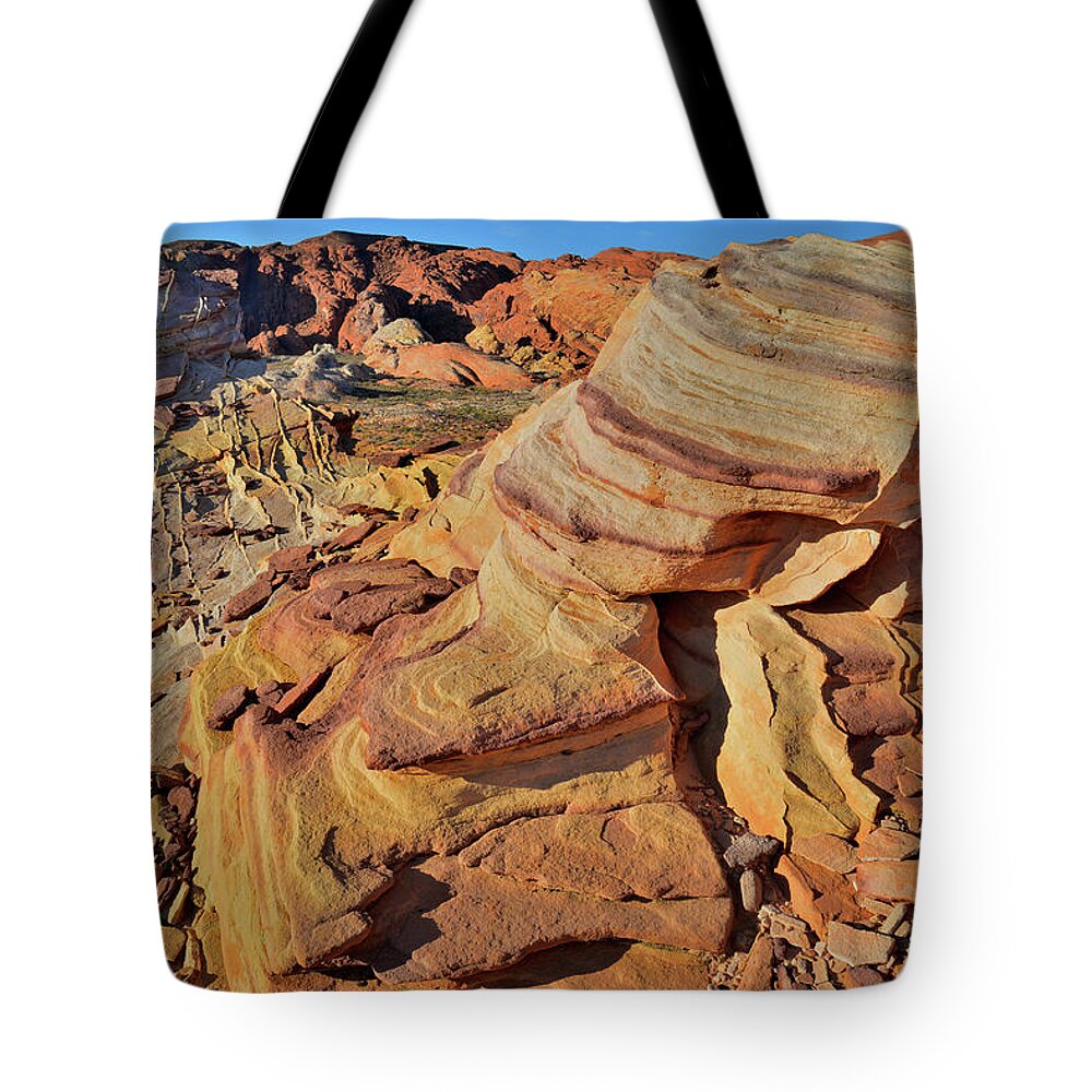 Valley Of Fire State Park Tote Bag featuring the photograph Bands of Colorful Sandstone in Valley of Fire by Ray Mathis